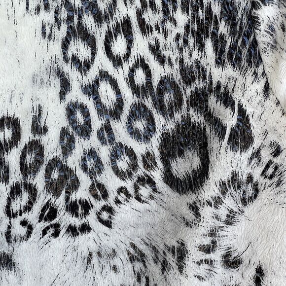 Mob Wife Snow Leopard Print Jacket Women Large Button Up Faux Fur Quilted Lining - Picture 5 of 11